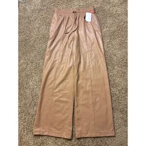 Brand New NWT Open Edit Faux Leather Pants Flare Tan Smoke Womens Size Small